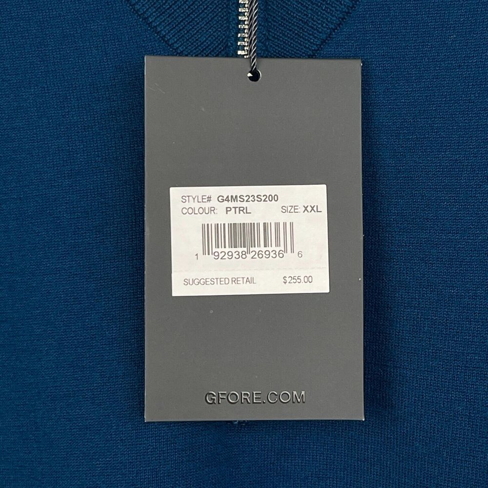 NEW G/Fore Quarter Zip Pullover Mens XXL Petrol Blue New Wool Blend $255 - Picture 2 of 8